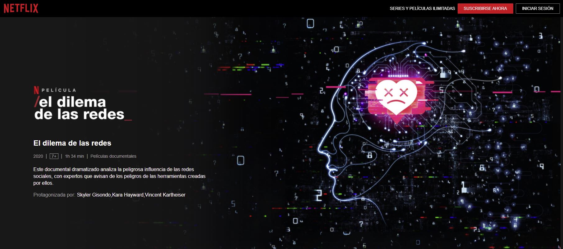 Descripción del documental el dilema de las redes sociales de netflix