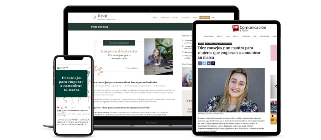 ejemplos de real de salir en medios mantener un blog y redes sociales del plan emprendedor