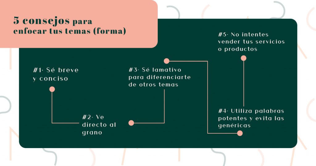 infografía 5 consejos enfocar temas