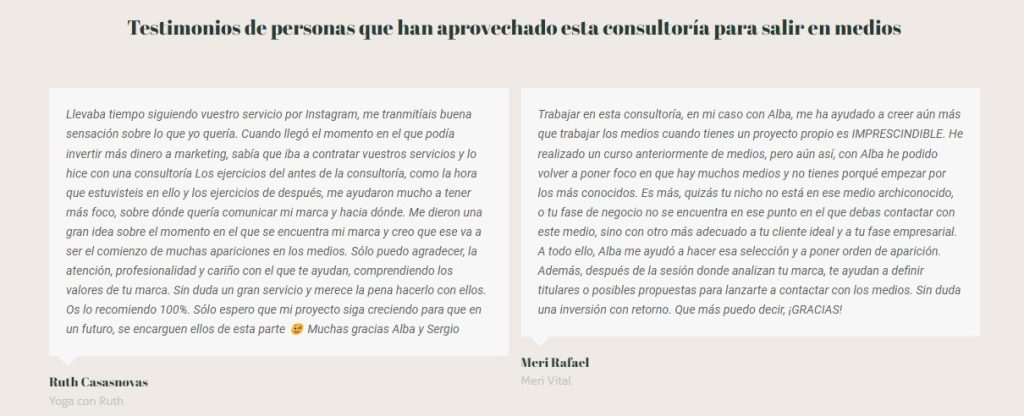 testimonios consultorías