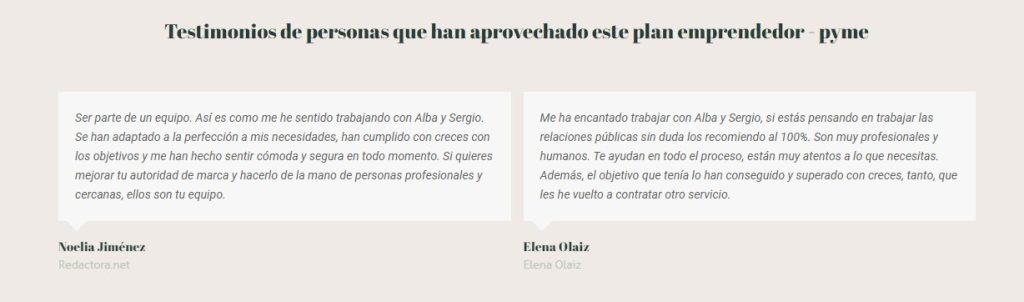 testimonios plan emprendedor